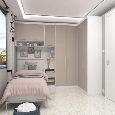 Imagem de Quarto de Canto Solteiro com Guarda Roupas Cabeceira e Mesa de Cabeceira Alpes Luciane Moveis