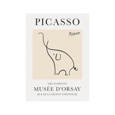 Imagem de Pintura em tela vintage Picasso desenho de linha de desenho de desenho de desenho de desenho de desenho de animal abstrato de desenho minimalista de arte de parede para sala de estar decoração de casa