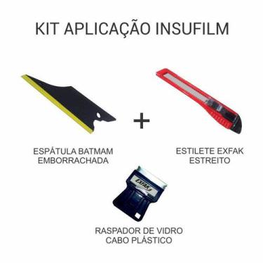Imagem de Kit de Aplicação de Insulfilm - Espátula + Estilete + Raspador de Vidr