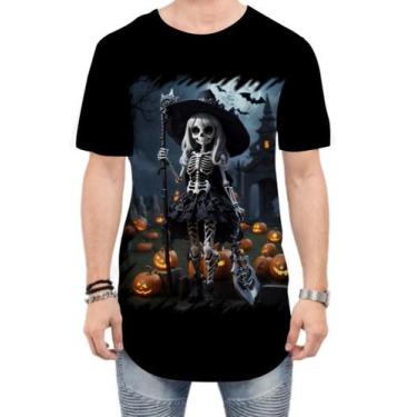 Imagem de Camiseta Longline Bruxa Caveira Halloween 15 - Kasubeck Store®, P