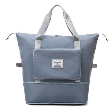 Imagem de Bolsa de Viagem de Grande Capacidade em Tecido Impermeável Dobrável com Zíper Azul OEM