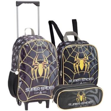 Imagem de Kit Escolar Estampa Personagem Infantil Mochila de Rodinhas Lancheira 