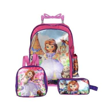 Imagem de Kit Mochila Escolar Infantil Princesinha Sofia C Rodinha - Disney
