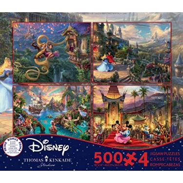 Imagem de Ceaco (4) Piece Thomas Kinkade - Disney Dreams 4 Em 1 Multipack Jigsaw Quebra-Cabeças - Tangled, Beleza Adormecida, Peter Pan E Mickey E Minnie - Idade Crianças E Adultos 500