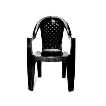 Imagem de Kit 04 cadeiras de plástico resistente com braço preto