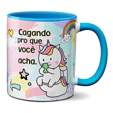 Imagem de Caneca Engraçada Cagando Pro Que Você Acha Unicórnio Fofinho (Azul)