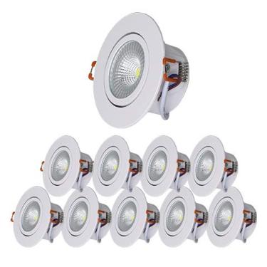 Imagem de Kit 10 Spot Redondo Embutir Led 7w Branco Frio Dicroica