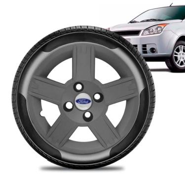 Imagem de Calota Ford Fiesta aro 14 2008 2009 2010 Grafite Fosca prata