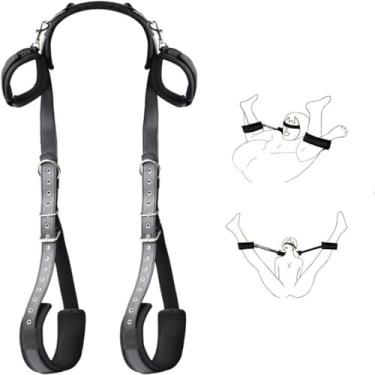 Imagem de LEQC BDSM Restrições Sex Strap Sex Toys 4 peças Conjunto de restrições de bondage Kits de restrições de cama fetiche para casais Algemas e alças de perna Kit de corda de estilingue de coxa