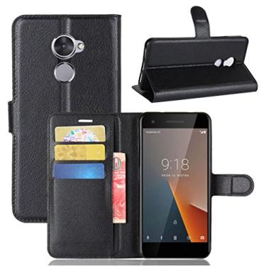 Imagem de Capa Vodafone smart V8, capa carteira flip de couro PU premium com compartimento para cartão, suporte e fecho magnético [capa interior à prova de choque de TPU] Compatível com Vodafone smart V8