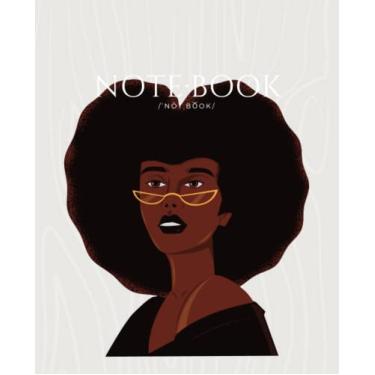 Imagem de Caderno de composição pautado na faculdade: diário de ilustração de mulher negra para meninas e mulheres | forrado | pontilhismo estético bonito para escola, faculdade, escritório, trabalho: gráfico