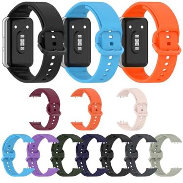 Imagem de NTidea (Pacote com 10) pulseiras de relógio de substituição compatíveis com SAMSUNG Galaxy FIT 3 SM-R390 2024, pulseiras de silicone macio, pulseira ajustável colorida esportiva para mulheres e homens