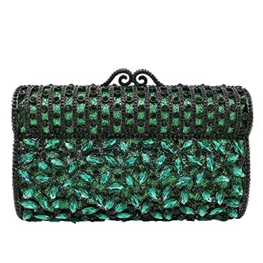 Imagem de Boutique De FGG Bolsas clutch de strass cintilantes para mulheres, bolsas formais à noite, bolsas de mão de cristal para casamento, mini, Verde, Small, Cbg833379 Bolsa clutch de cristal