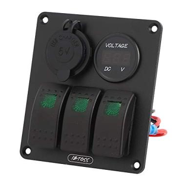 Imagem de Painel de Interruptores para Barco RV Com Display de Voltímetro Digital Painel de Interruptores Oscilantes de 3 Gangues 4,8A R Carro Acessório para Barco Marinho para Uso
