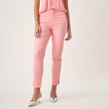 Imagem de Calça Jeans Capri Cintura Alta e Fenda - Bloom, Rosa pêssego, 36