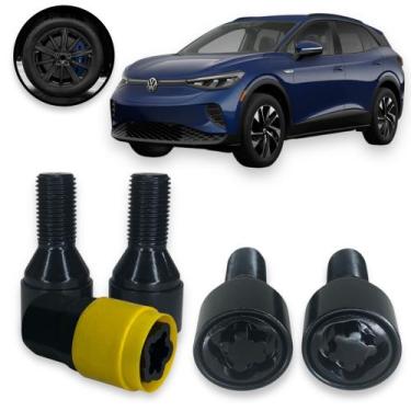 Imagem de Kit Trava Parafuso Roda Antifurto 1013B Cabeça Giratória Preto Volkswa