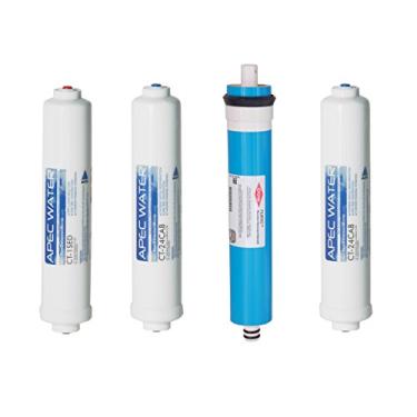 Imagem de APEC Water Systems Filtro MaxQuick, feito nos EUA, 90 GPD, conjunto completo de filtros de substituição para sistema de filtro de água de osmose reversa da série Ultimate RO-QUICK90 estágio 1-4