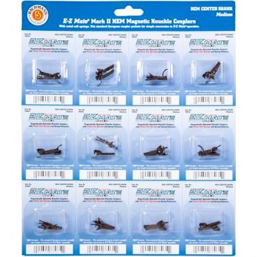 Imagem de Bachmann Trains - E-Z MATE MARK II ACOPLADORES - ACOPLADORES MAGNÉTICOS COM MOLA DE BOBINA DE METAL - Haste central de acoplador NEM - Médio (12 pares/cartão) - Escala HO