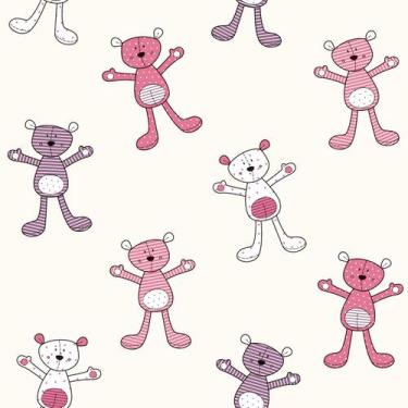 Imagem de Papel de Parede Fofura Baby Ursinhos Rosa e Roxo FF4052 - Importado