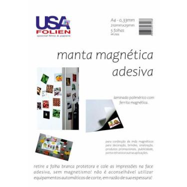 Imagem de Placa Imantada A4 210X297MM 0,33MM com Adesivo Pacote com 5 - Usa Foli