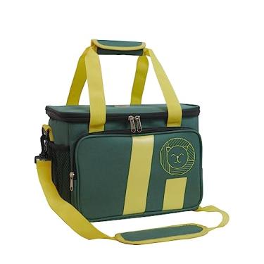 Imagem de Bolsa térmica térmica grande de 15L verde reutilizável para refrigerador, recipiente de geladeira à prova de vazamento para famílias com alça de ombro ajustável adequada para piquenique, jogos de