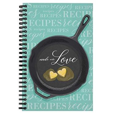 Imagem de Receitas de capa macia com amor 5,5" x 8,5" espiral receitas caderno/diário, 120 páginas de receita, capa laminada brilhante durável, espiral de arame preto. Feito nos EUA