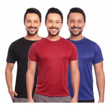 Imagem de Kit 3 Camisas Básicas Masculina Dry Fit Lisa Tradicional - MC Digital,