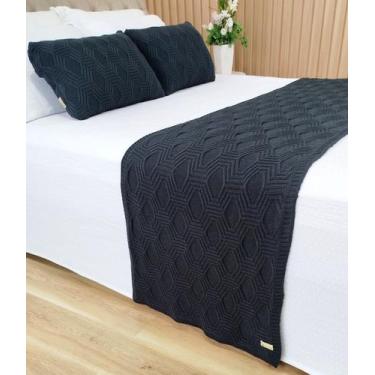 Imagem de Manta Peseira Tricot Cama King 260x60cm +2 Capa de Almofada N1 - USUFR