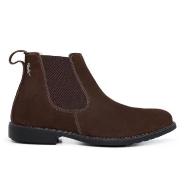 Imagem de Bota Botina Chelsea Masculina Agro Couro Legítimo Sola Borracha Tecnologia Gel Antiderrapante Costurada 360°, Palmilha Em Gel (CAFÉ, BR, Adulto, Numérico, 46)