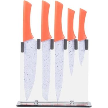 Imagem de Conjunto De Facas c/ Suporte Gourmet - Coral Inox/Acrílico 6pç - Wincy