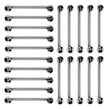 Imagem de Barra de Apoio Aço Inox 40cm Kit 20 Unidades Idoso Deficiente Suporte 
