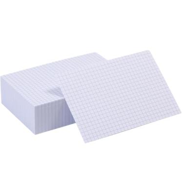 Imagem de Cartões de índice de grade extra pesados, 10 x 15 cm, 41,7 kg, peso duplo, pautado, cartões de memória grossos para anotações, estudo e organização, ideal para escola, casa e escritório – 50 unidades