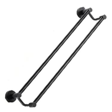 Imagem de Acessório para banheiro em aço inoxidável com acabamento preto fosco, toalheiro duplo, suporte para toalhas, 60 cm, tamanho 30 cm, 01