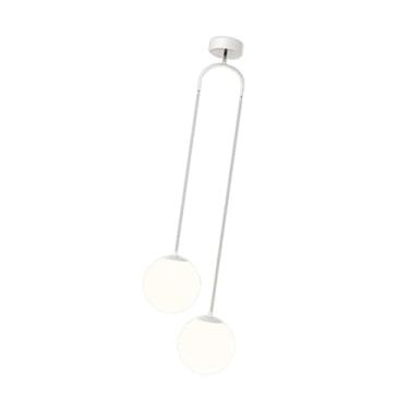 Imagem de IEUDNS Luminária pendente de globo duplo, lustre de teto, luminária suspensa para corredor, cozinha, área interna, cabeceira, banheiro, Branco