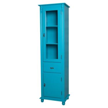 Imagem de Estante Cristaleira Torre Com 1 Porta de Vidro 1 Porta de Madeira e 1 Gaveta 106 Azul Céu