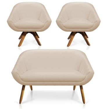 Imagem de Kit 01 Namoradeira 02 Lugares E 02 Poltronas Giratória Giovana Corino Bege Mm30