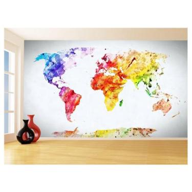 Imagem de Papel De Parede Mapa Mundi Arte Colorido Cores 3,5M Nmu95 - Você Decor