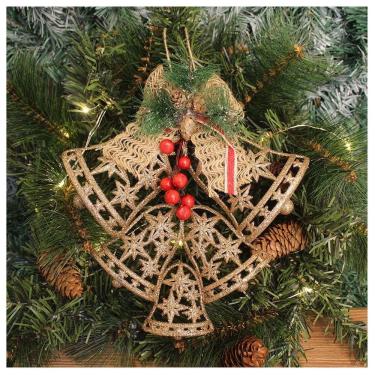 Imagem de Enfeite Pendente Decoração Natalina Sino Vazado Dourado 25cm