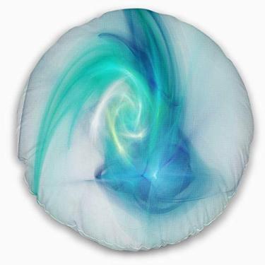 Imagem de Design azul claro textura fractal sala de estar redonda, sofá, almofada de alta qualidade + capa de almofada impressa em ambos os lados 50 cm