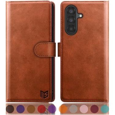 Imagem de SUANPOT Capa carteira compatível com Samsung Galaxy A56 com suporte de cartão de crédito com bloqueio RFID, capa protetora de couro PU flip book mulheres homens para Samsung A56 capa de telefone