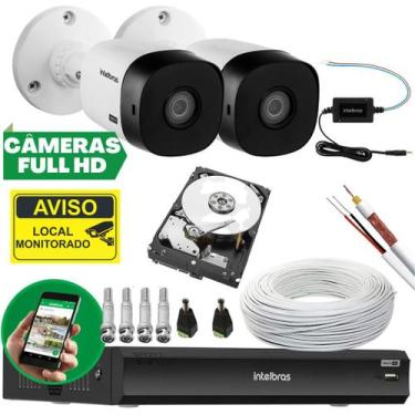 Imagem de Kit CFTV Intelbras Full HD 2 Câmeras 1080p, DVR 4 Canais e HD 500GB