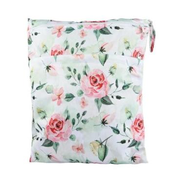 Imagem de Bolsa Impermeável Reutilizável Para Fraldas De Bebê 36cmx29cm Com Dois