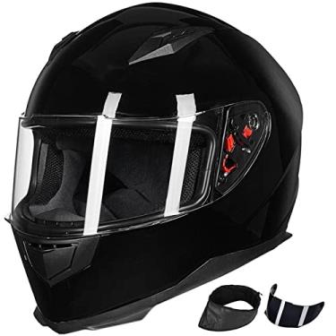 Imagem de Capacete de motocicleta de rosto inteiro da ILM com cachecol removível para pescoço de inverno 2 viseiras DOTILM Medium preto JK313-GB-M