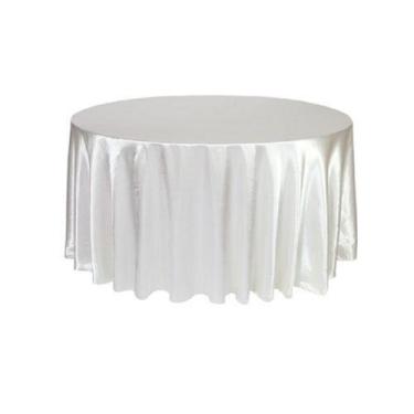 Imagem de 10 Toalha De Mesa Redonda Cetim Seda Branco 4 Lugares Festa - Lm Deton