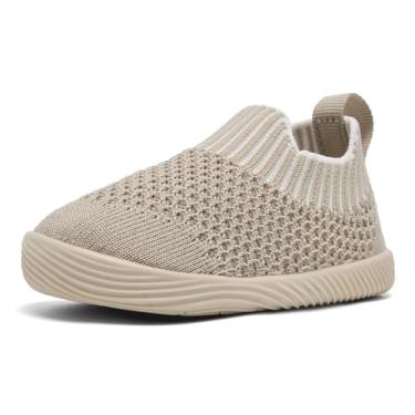 Imagem de MORENDL Sapatos para bebês, meias de caminhada, antiderrapante, respirável, para meninos e meninas, Todo marrom claro, 21