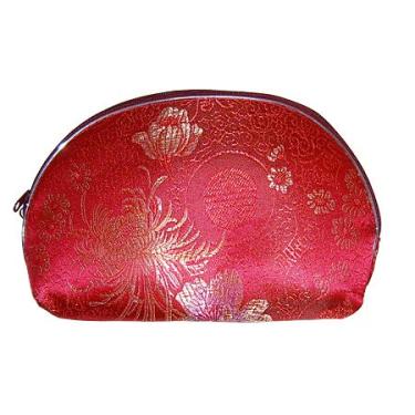 Imagem de Only My Live Home Conjunto portátil de brocado de seda com 5 tamanhos, bolsas de armazenamento de joias para viagem, bolsa com zíper, porta-moedas, bolsas leves para cosméticos (vermelho (conjunto com