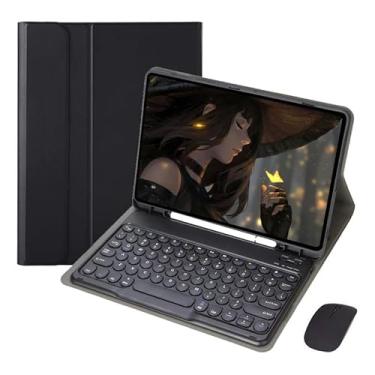 Imagem de Kit Capa para iPad 9/8/7 Geração : Capa para Tablet + Teclado com teclas redondas + Mouse