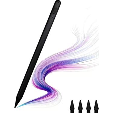 Imagem de Caneta Stylus para iPad, com sensibilidade à pressão de inclinação e função anti-falsificação multipontos. Carregamento rápido de 20 minutos para iPad/mini/Pro/Air 2018-2023 (preto)