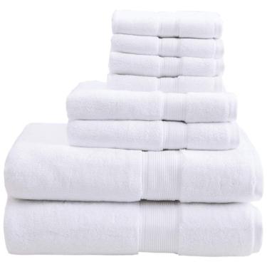 Imagem de Jogo de Toalhas de Luxo com 8 Peças e Material 100% Algodão 800GSM, Madison Park, Branca