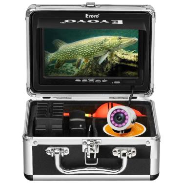 Imagem de Câmera de Pesca Subaquática Portátil à Prova d com Monitor, Luzes Infravermelhas, Cabo 30 M e Cartão SD de 8GB, EYOYO, Preto